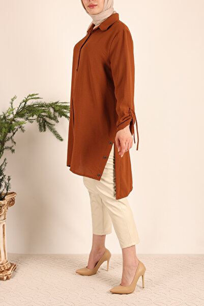 ModaBinali Tie-Up Sleeves and Button Tunic