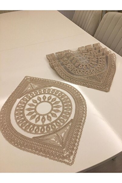 SosyeteDükkanı Oval Bej 2’li Supla Pecete Sunumluk (40-60)