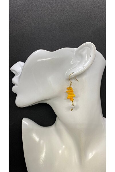 Porsuk Alternatif أقراط نسائية مصنوعة يدوياً من الحجر الطبيعي (المرجان).