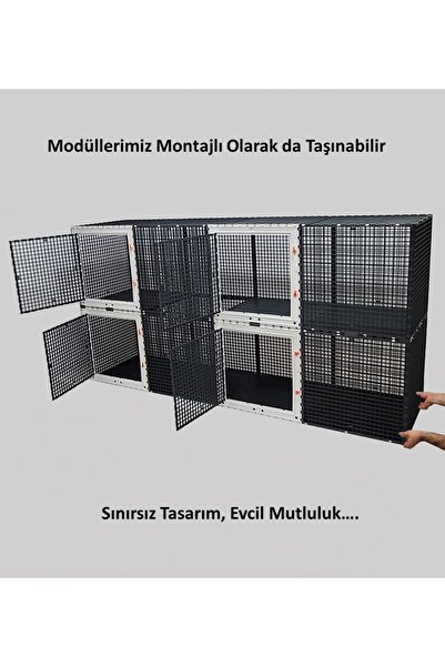 Leganest 60cm X 240cm Yükseklik 120cm Kedi, Tabanı Dolu Üstü Kapalı 2 Katlı Çit - Kafes