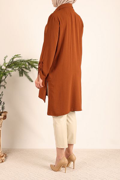 ModaBinali Tie-Up Sleeves and Button Tunic