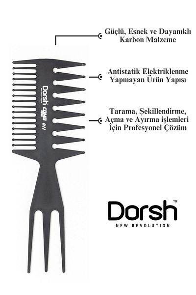 Dorsh Antistatic Wax Shaping Comb - Large Range, Carbon Comb - Screen and Shape - 011