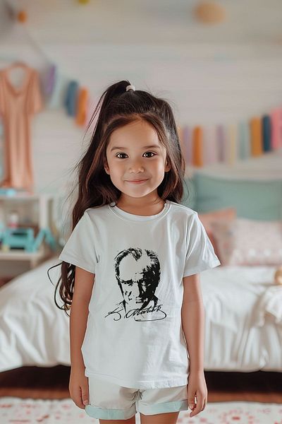 Lilabio Unisex 100% βαμβακερό κοντομάνικο μπλουζάκι για κορίτσια Ataturk