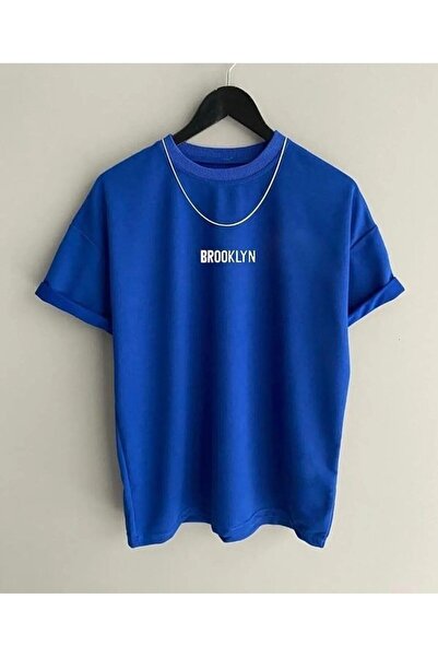 HIRSCH تي شيرت بروكلين أزرق مطبوع للجنسين