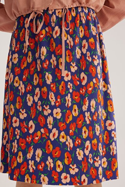 STELLA PULVIS Плісирована спідниця середньої довжини з фіолетовим квітковим візерунком