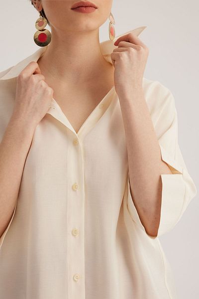 STELLA PULVIS Ecru Bat Sleeve Modal Shirt