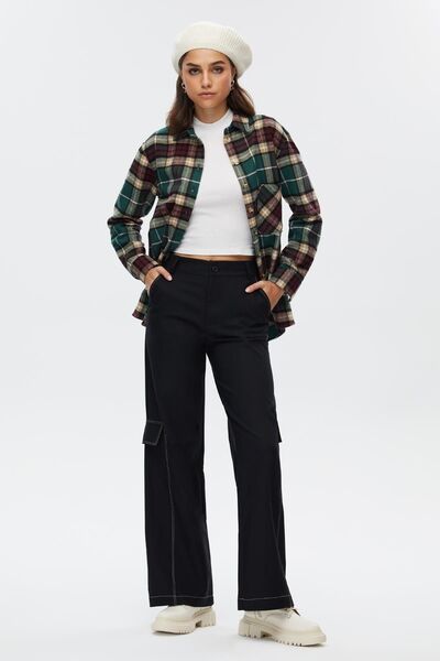 STELLA PULVIS Pantaloni de damă cu talie înaltă cu cusături contrastante