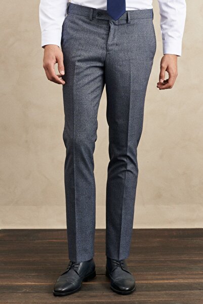 ALTINYILDIZ CLASSICS Men's Navy Blue Extra Slim Fit Slim Fit Swallow Collar Patterned Suit