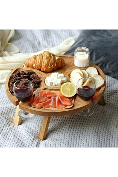 CiCiLer Ahşap Dekoratif 4 Kişilik Servis Sunum Tepsisi