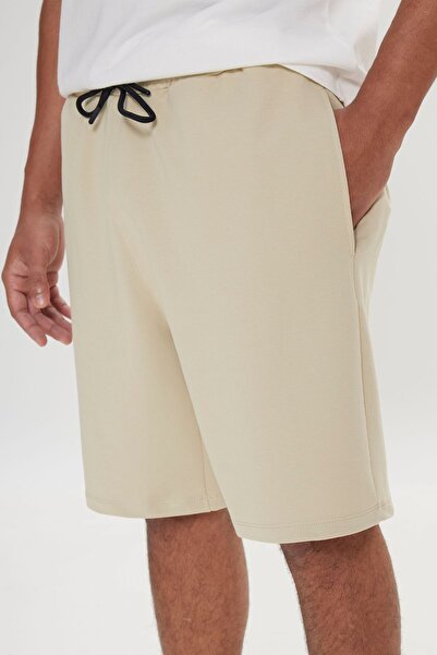 AC&Co / Altınyıldız Classics Men's Beige Standard Fit Regular Cut Cotton Stretch Knitted Shorts,
