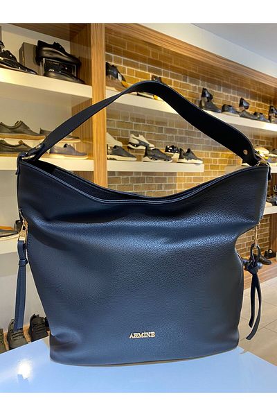 Armine ARMINE Black Soft Leather - Large Size Hand and Shoulder Bag