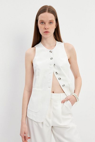 STELLA PULVIS Cream Vest with Pockets - Lined