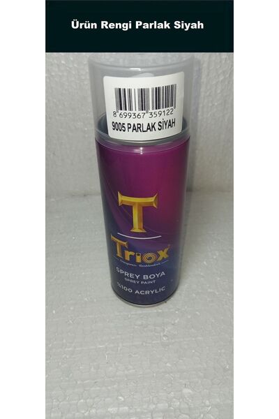 TRİOX 400ml %100 Akrilik Sprey Boya Tüm Renkler Parlak Siyah Ral9005