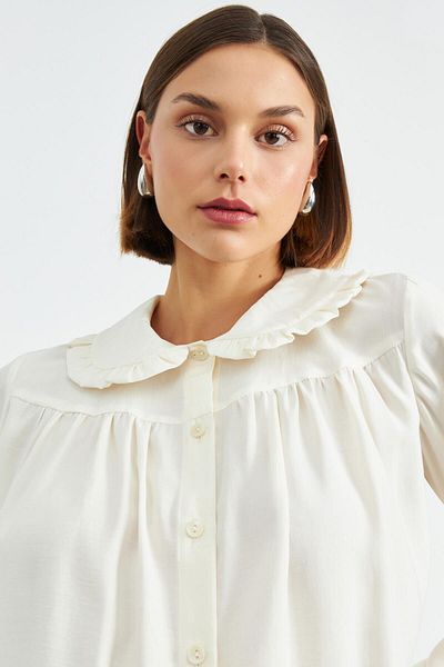 STELLA PULVIS Ecru Baby Collar Modal Shirt