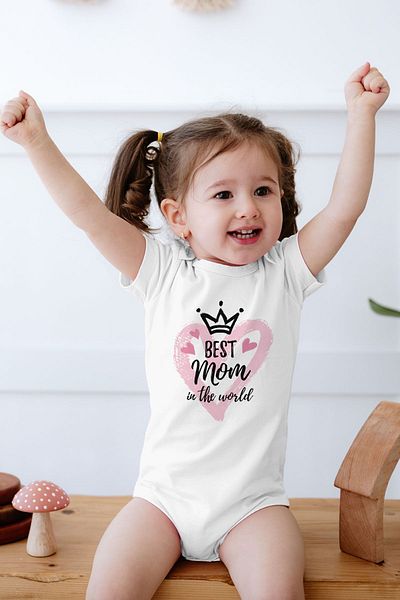 Lilabio Mother's Day 100% Cotton Short Sleeve Baby Bodysuit