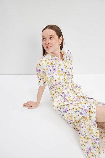 STELLA PULVIS Rochie cămașă maxi cu căptușeală colorată și curea