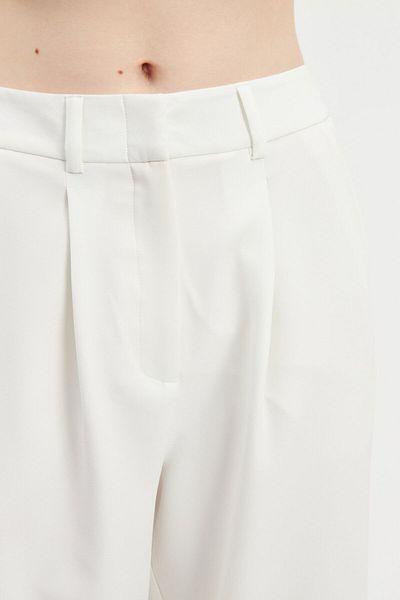 STELLA PULVIS High Waist Cream Pleated Wide Leg Trousers