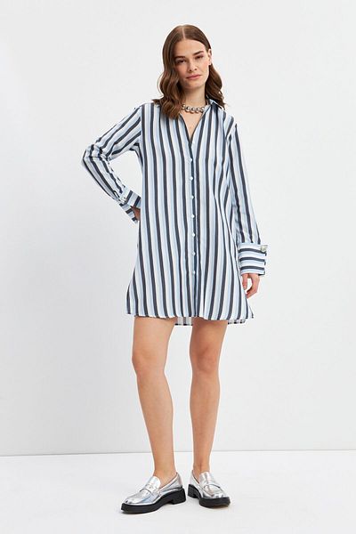 STELLA PULVIS Blue Striped Tunic with Thick Cuffs