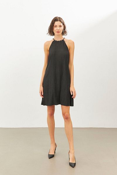 STELLA PULVIS Rochie mini cu pliuri cu decolteu negru