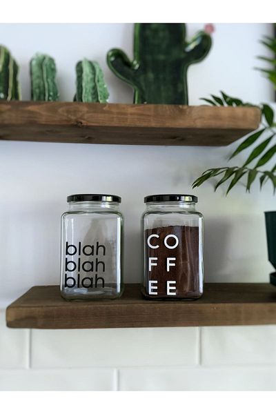 Atölye Merdiven 2Pcs Coffee Tea Jar Coffee Jar Set Coffee Corner Decorative Ration Coffee Tea Sugar Jar
