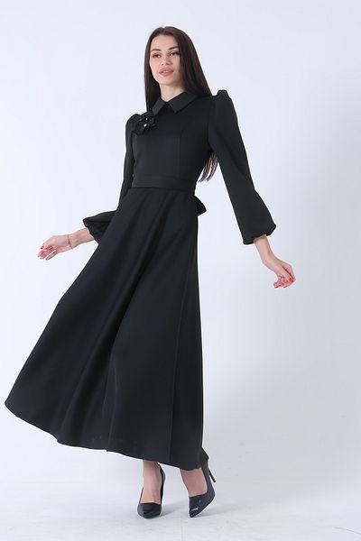 Feminist Flared Dress with Belt Ties Black4593260