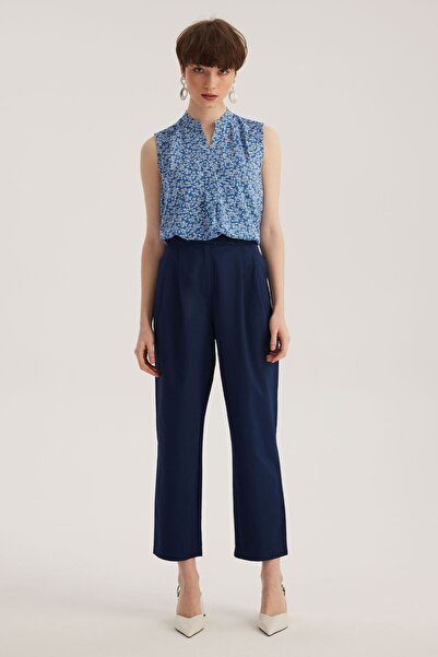 STELLA PULVIS Pantaloni plisați albaștri cu talie înaltă