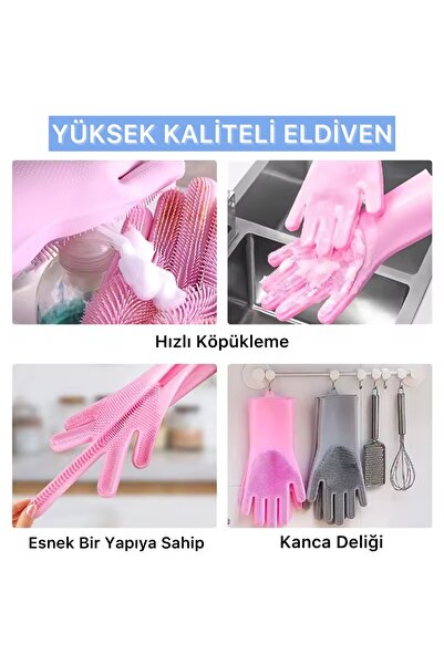 Lazım Shop Magic Gloves Sihirli Bulaşık Eldiveni Mutfak Banyo Temizleme Fırça...