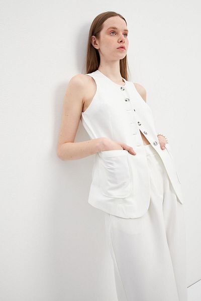 STELLA PULVIS Cream Vest with Pockets - Lined