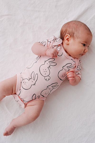 Lilabio 100% Cotton 2 Pack Printed Short Sleeve Baby Body