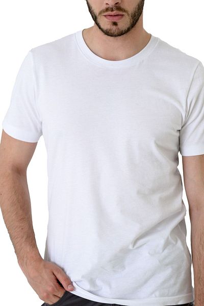Kepler Design Men's White 100% Cotton Regular Fit Crew Neck Short Sleeve T-Shirt