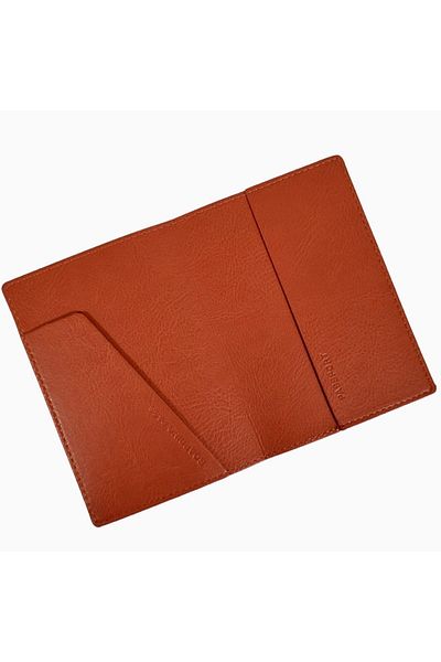 Smyrna Acar Mira Thermo Leather Passport Case Passport Holder Dark Orange