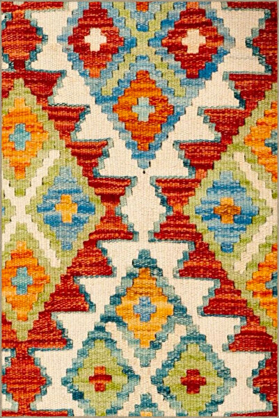 Rugs Modern Halı Multy Tonlarda Baklavalı Desenli Dokuma Taban Halı ve Yıkana...