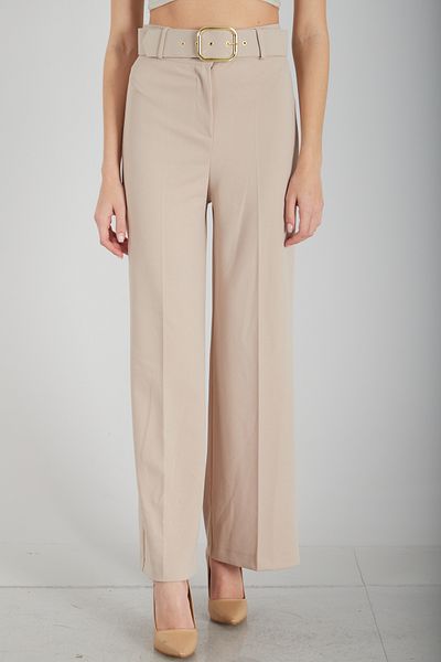 Feminist Stone Colored Wide Leg Trousers -3974959