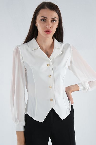 Feminist Cămașă din șifon cu mânecă albă4202643