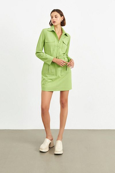 STELLA PULVIS Rochie tunică cu centură din tricot verde