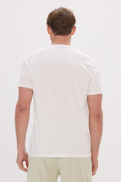 ALTINYILDIZ CLASSICS Ανδρικό μπλουζάκι με λευκή λεπτή εφαρμογή, βαμβακερή στάμπα με λαιμόκοψη