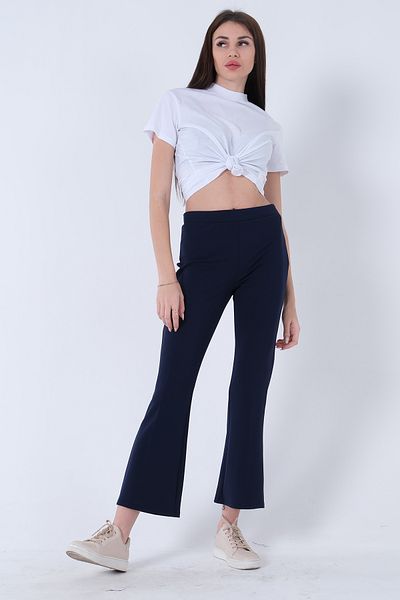 Feminist Wide Leg Trousers Navy Blue3101104