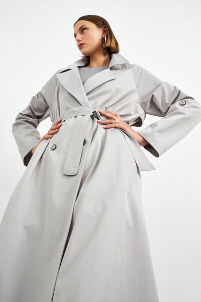 STELLA PULVIS Gri Kuşaklı Astarsız Trençkot