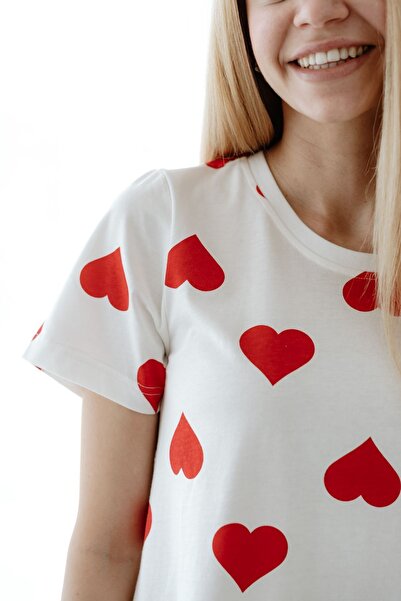 Lilabio Cămașă de noapte pentru femei 100% bumbac Heart