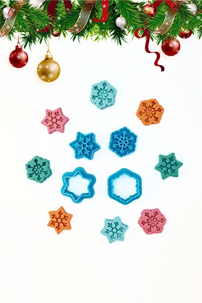 WE3D - مجموعة قوالب سيراميك من طين بوليمر ندفة الثلج مكونة من 4 قطع