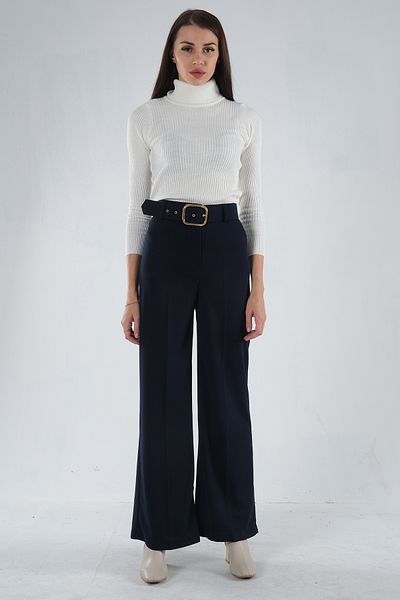 Feminist Wide Leg Trousers Navy Blue3974959