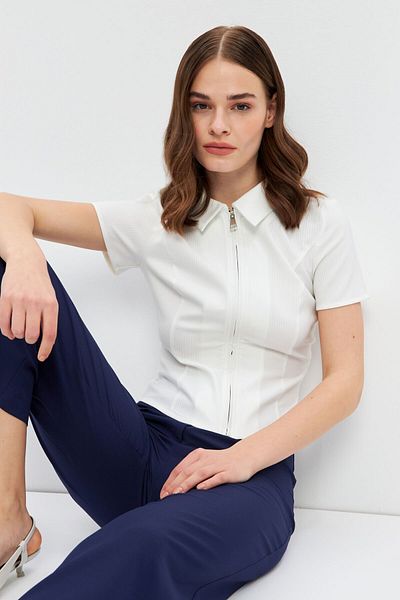 STELLA PULVIS High Waist Navy Blue Culotte Trousers - Collared