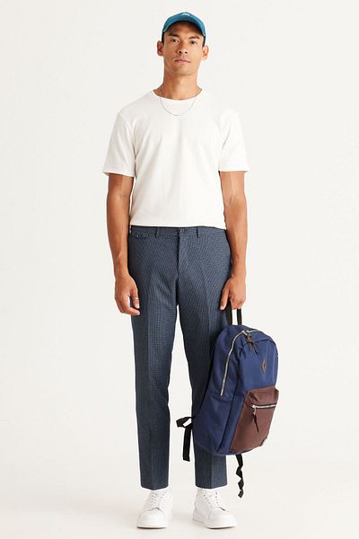 ALTINYILDIZ CLASSICS Ανδρικό μπλε Navy Slim Fit στενό μοτίβο ελαστικό παντελόνι μέσης εύκαμπτο