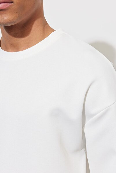 AC&Co / Altınyıldız Classics Bílá oversize pánská mikina - Crew Neck