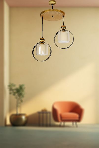 VENON LIGHTING HiVDa 2-Piece Glass Pendant Lamp - Black Gold Chandelier