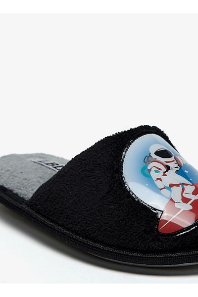 LBL by Shoexpress Plush Textured Slip-On Bedroom Mules with Astronaut Applique Detail