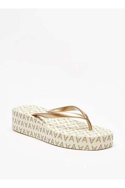Aqua Monogram Print Thong Slippers