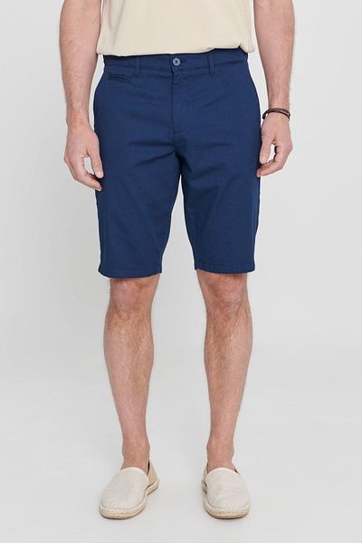 ALTINYILDIZ CLASSICS Pantaloni scurți pentru bărbați, albastru bleumarin, slim fit, cu buzunare laterale