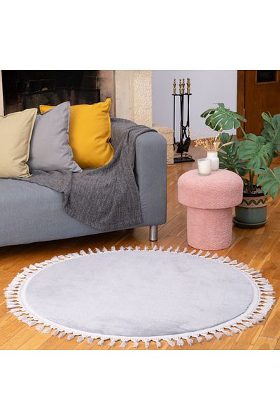 dekorist Runder Juteteppich, Dekorativer Boho-Teppich, Naturbeige - Ring-Jute-Teppiche
