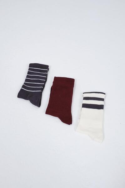 C&City Ανδρικό Σετ μακριές κάλτσες 3 τεμαχίων - Μωβ μελιτζάνα